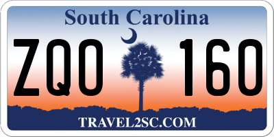 SC license plate ZQO160