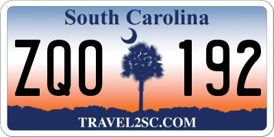 SC license plate ZQO192