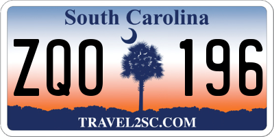 SC license plate ZQO196