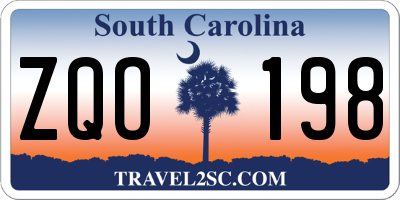 SC license plate ZQO198