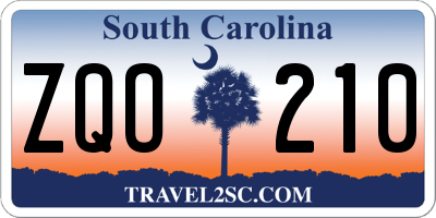 SC license plate ZQO210