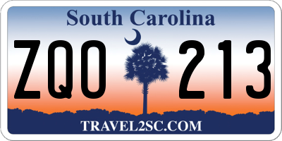 SC license plate ZQO213