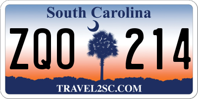 SC license plate ZQO214