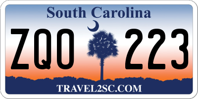 SC license plate ZQO223
