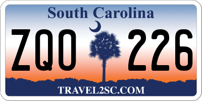 SC license plate ZQO226