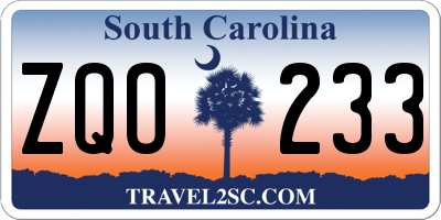 SC license plate ZQO233