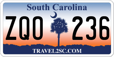 SC license plate ZQO236