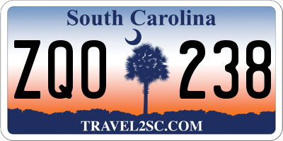 SC license plate ZQO238