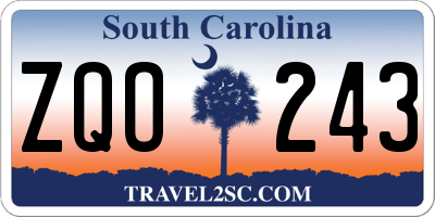 SC license plate ZQO243