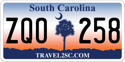 SC license plate ZQO258