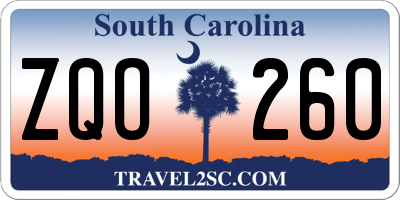 SC license plate ZQO260
