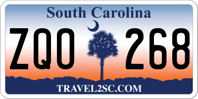 SC license plate ZQO268
