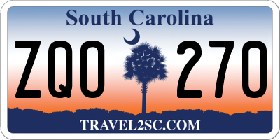 SC license plate ZQO270