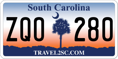SC license plate ZQO280