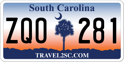 SC license plate ZQO281