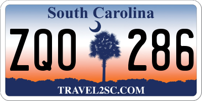 SC license plate ZQO286