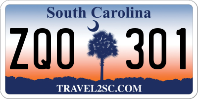 SC license plate ZQO301