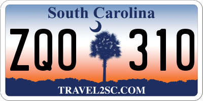 SC license plate ZQO310