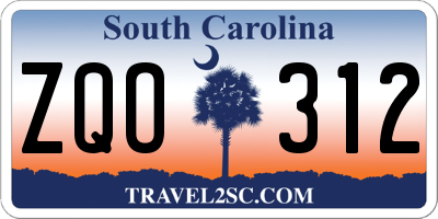 SC license plate ZQO312