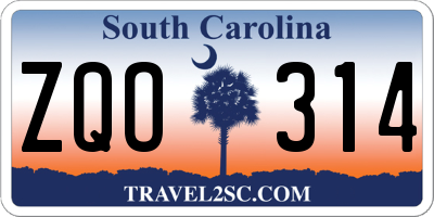SC license plate ZQO314