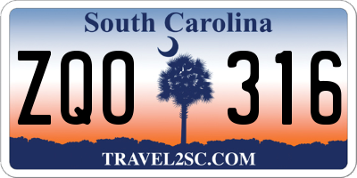 SC license plate ZQO316