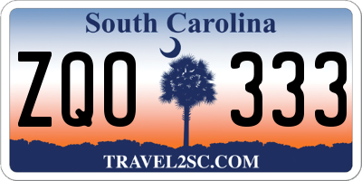 SC license plate ZQO333