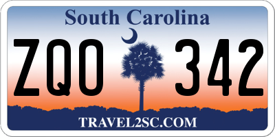 SC license plate ZQO342