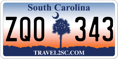 SC license plate ZQO343