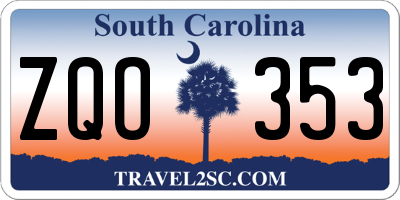SC license plate ZQO353