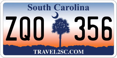 SC license plate ZQO356