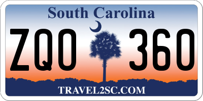 SC license plate ZQO360