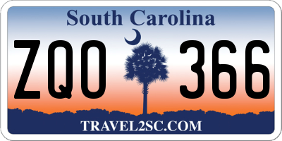 SC license plate ZQO366