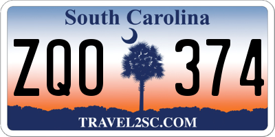 SC license plate ZQO374