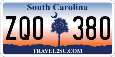 SC license plate ZQO380