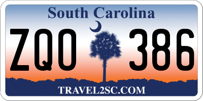 SC license plate ZQO386
