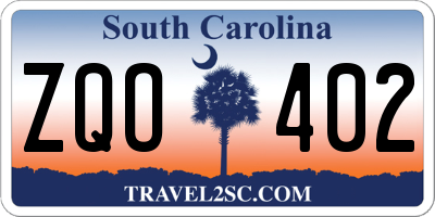 SC license plate ZQO402