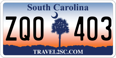 SC license plate ZQO403