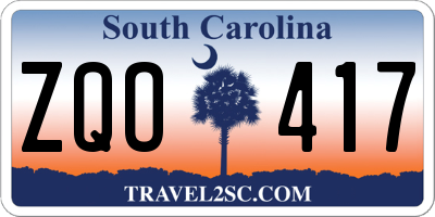 SC license plate ZQO417