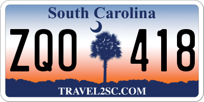 SC license plate ZQO418