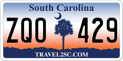 SC license plate ZQO429