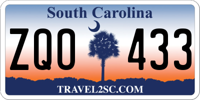 SC license plate ZQO433