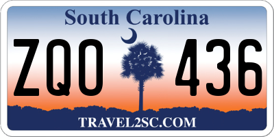 SC license plate ZQO436