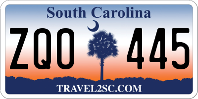 SC license plate ZQO445