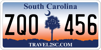 SC license plate ZQO456