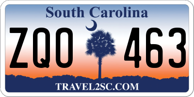 SC license plate ZQO463