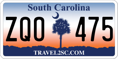 SC license plate ZQO475