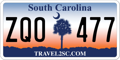 SC license plate ZQO477