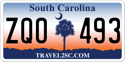 SC license plate ZQO493