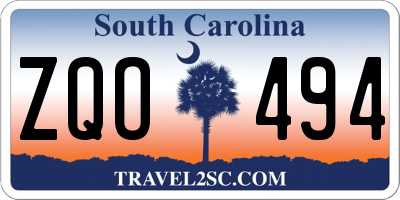SC license plate ZQO494