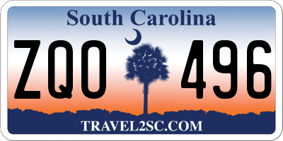 SC license plate ZQO496